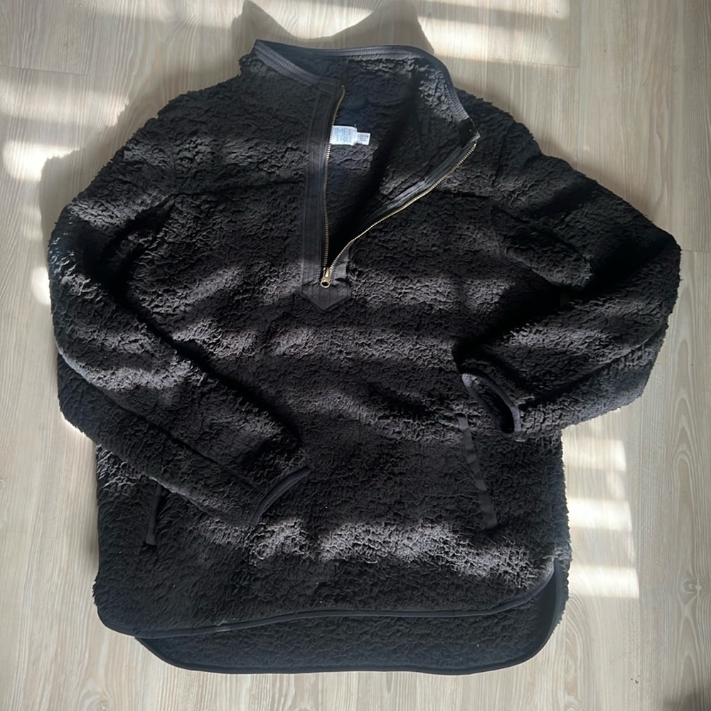 Time and Tru women’s sherpa cozy pullover - black, large